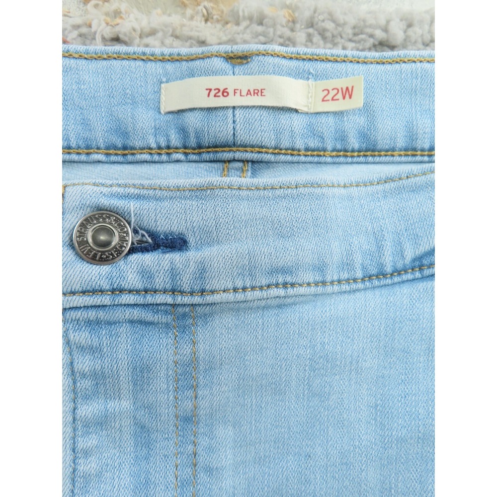 Levis Jeans Womens 22W Blue 726 High Rise Flare Light Wash Stretch Distressing - Picture 2 of 10